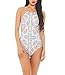 Creabygirls Womens Sexy Swimwear Slim Fit Halter Bikini Backless One Piece Swimsuits (Small(US0-2), Light Blue)