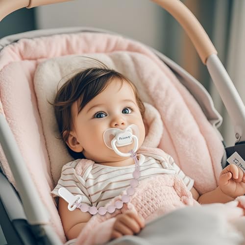 Image of Pacifier Clips Silicone, 4-Pack Pacifier Holder Clip with Stylish Round Design, 100% Food Grade Silicone, Safe Essentials for Newborns Baby Boys and Girls