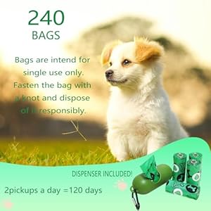 Poop Bags For Dogs 240Counts Waste Bags For Dog Poop 16 Rolls Doggie Poop Bags With A Free Dispenser,100% Leak-Proof,Lightly Lavender Scented Poop Bags For Pet