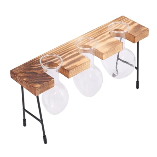 ibasenice Vaso Idroponico Desktop Radice Pianta Propagazione Porta Fiori Fioriera Creativa in Vaso Artistico Caffè Di Legno