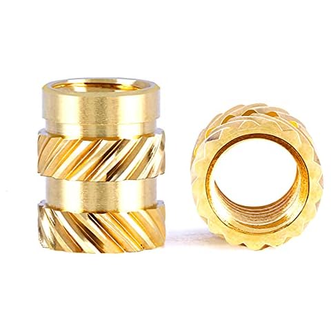 ZOUKAI M5 threaded insert, 20 pieces, M5 x 9.5 mm threaded bushings made of brass, stable insert nut for plastic parts, can be used by heat or ultrasound in 3D printing, plastic parts Cover