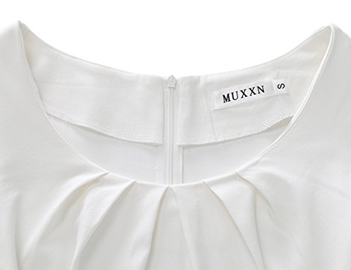 Muxxn Bodycon Dresses For Women Elegant Pinup 50S Short Sleeves Midi Casual Business Office Work Tea Dress White L #TOP3