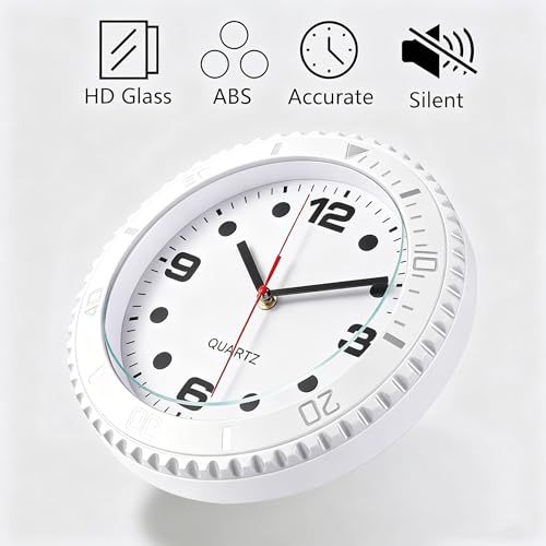 Reloj de pared silencioso analógico de 11 pulgadas blanco miniatura 4