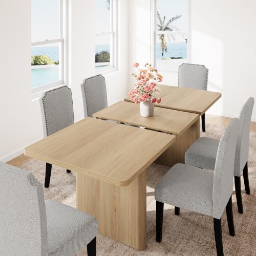 Image of GarveeHome Rectangular 63 inch-82.7 inch Extendable Dining Table with Round Corner