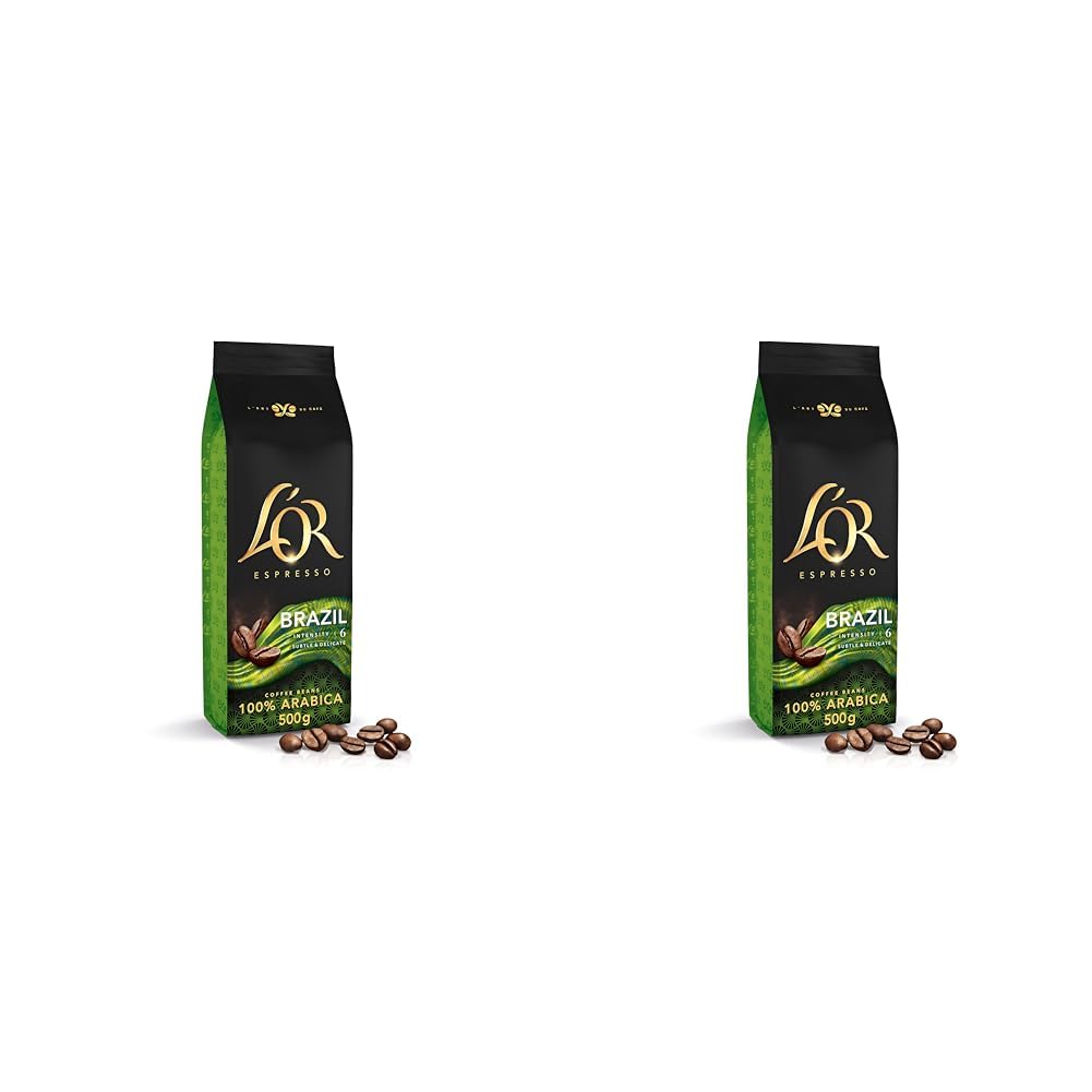 L'OREspresso Brazil Coffee Beans 500G Intensity 6 100% Arabica (Pack of 2)