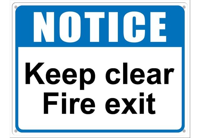 Notice Sign Keep Clear Fire Exit Aluminum Tin Sign For Home Coffee Bar Wall Decor 8X12 Inch