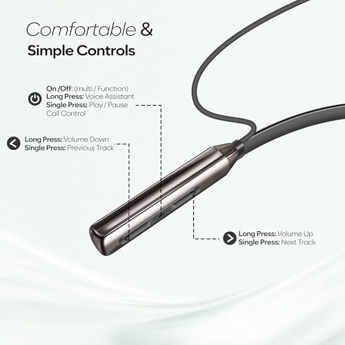 Image of TP TROOPS Neckband Bluetooth Headphones with 50 Hours Playtime with 10mm Drivers, Rich Music Experience, Type C Charging, Bluetooth 5.3 Wireless in-Ear Earphones with Mic, Voice Assistant (Dark Grey)