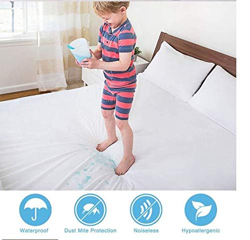 Image of Water Proof Terry Cotton Mattresses Protectors Fitted Style (72X78, White)