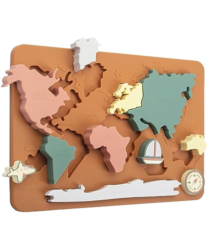 Mr. Pen- Silicone World Map Puzzle 11.5” x 8.2” Puzzle for Kids