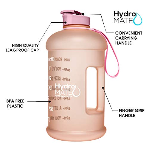 Natureworks Hydromate Half Gallon Water Bottle With Times To Drink Bpa Free Leak Proof Reusable Jug With Handle 64 Oz #TOP3