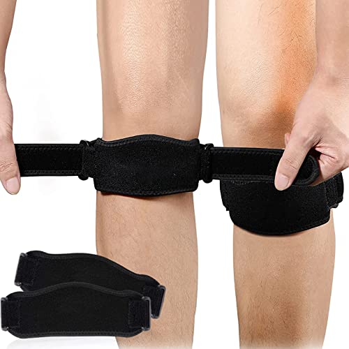 Swowyl 2PCS Rodillera Ajustable Protector Correa de Sujeción para el Tendón Rotuliano , Alivio Del Dolor de Tendinitis, Articulación para Senderismo, Fútbol Tenis Trastorno de Seguimiento de Rótula Cover