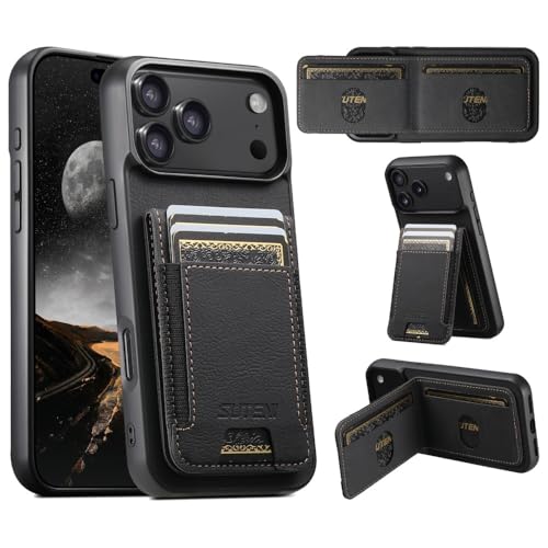 Étui portefeuille iPhone 17 cuir litchi noir pour simplifier votre quotidien