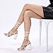 Elisabet Tang Square Toe Strappy Chunky Heels Sandals, 3 inch Women's Lace Up Low Block Heels Ankle Wrap Heels Square Open Toe Tie Up Heeled Sandals for Wedding Dress Shoes White 7