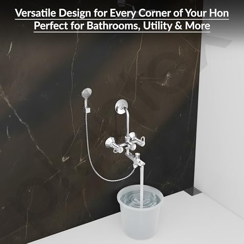 Image of Plantex Brass Wall Mixer for Bathroom 3 in 1 /L-Bend Connector for Overhead /Hand Shower /Spout Mixer Tap /Mixture Tap for Bathroom with 7-Year Manufacturer's Warranty- (Flip, Chrome)