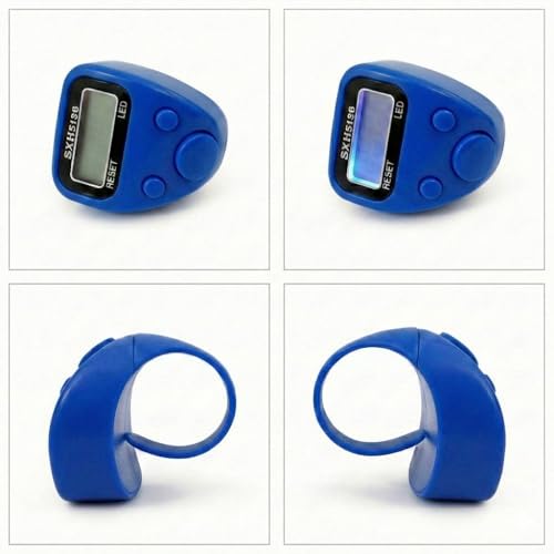 Image of Digital Finger Ring Counter, LCD Display with LED, Reset Function, Tally Counter (Pack of 1-Multicolour) (Blue)