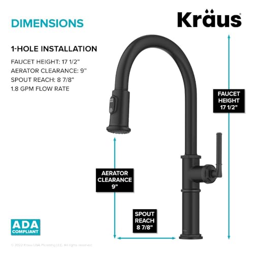KRAUS Allyn Traditional Industrial Pull-Down Single Handle Kitchen Faucet in Matte Black, KPF-4100MB - image 5