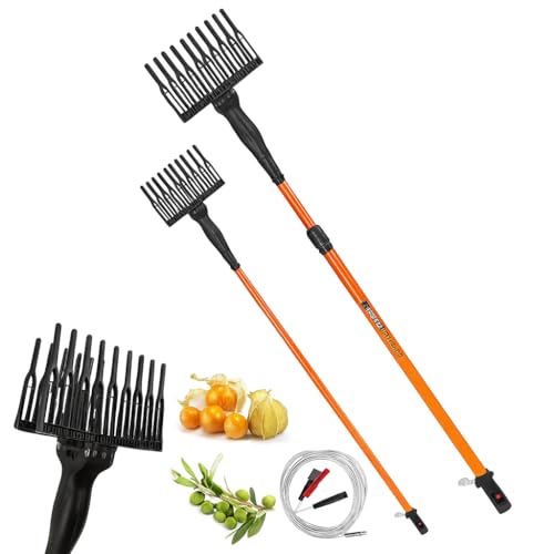 Abbacchiatore per Olive a Batteria, Scuotitore Elettrico Telescopico con Batteria 12V 400W, Scuotiolive Professionale con Rastrello Antibloccaggio e Manico Ergonomico, Cavo con Morsetto Incluso