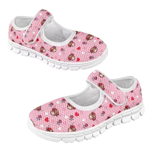 JoyLamoria Highland Cow Girls Slip on Shoes Lightweight Cute Walking Shoes for Toddler and Kids Fashion Mary Jane Sneakers,11-2.5