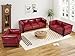 Minimalist Style 3 Seater Sofa, Mid-Century Modern Faux Leather Sofa Couch with Fixed-Shape Iron Frame, Upholstered Couch Chair for Living Room, Office, Apartment (Burgundy, Loveseat Sofa)