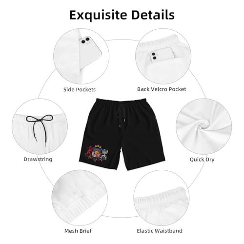 Coat of Arms of Latvia Men's Quick-Dry Board Shorts 7" - Swim Trunks Summer Hawaii Beach4