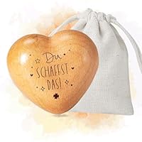 Sugeru Handschmeichler Glücksbringer - Holz Herz mit Gravur - Du schaffst das! | Mutmacher Geschenk,Schutzengel,Gute Besserung Geschenke,Motivationsgeschenke,Deko,für Familie Freunde Prüfung Kinder