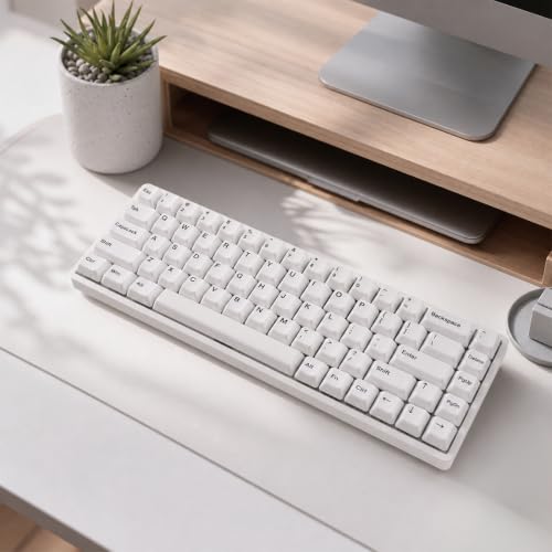 Image of Ceramic Keycap Set for 61 /67 /68 ANSI Keyboards 96 Keys (White with Black) | Mechanical Keyboards Alumina Ceramic, Scratch-Resistant, Gloss Finish, TKL Layout, Comfortable Typing