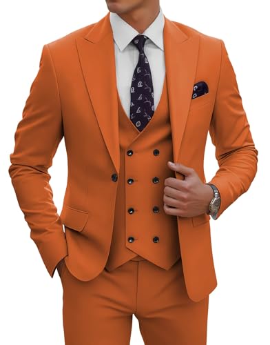 Mens Suits 3 Piece Slim Fit Suit Double Breasted Suit Men Formal Wedding Prom Homecoming Suits Men Tuxedo Set