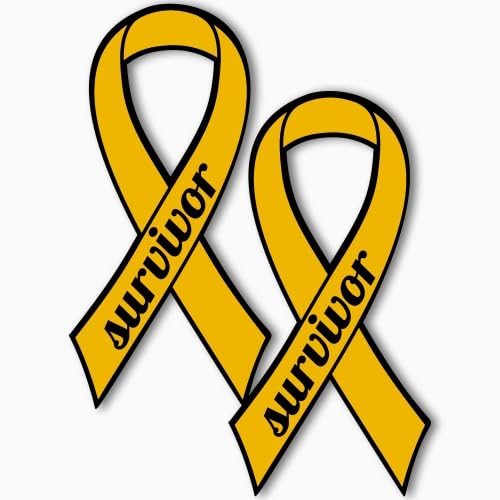 Image of Magnet Me Up Support Childhood Cancer Survivor Gold Ribbon Magnet Decal, 3.5x7 Inches, 2 Pack Heavy Duty Automotive Magnet for Car Truck SUV, Crafted in USA