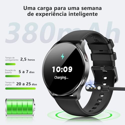 Smartwatch Redondo AMOLED 1.43" - Relógio Inteligente com Chamadas Bluetooth, 130+ Modos Esportivos, IP68, Compatível Android/iOS - Unissex - Imagem 5