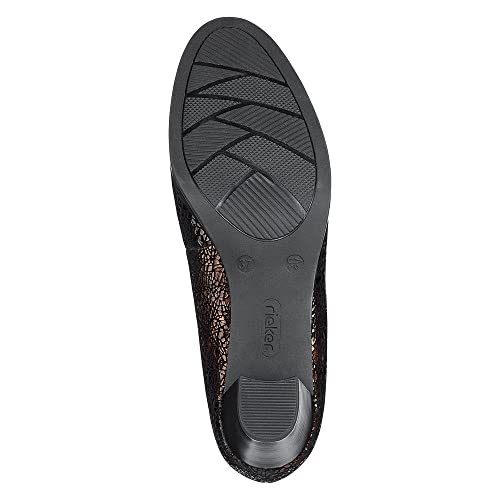 Rieker Women's 49560-01 Veronique Block Heel Patterned Pumps Bronze/Black #TOP5