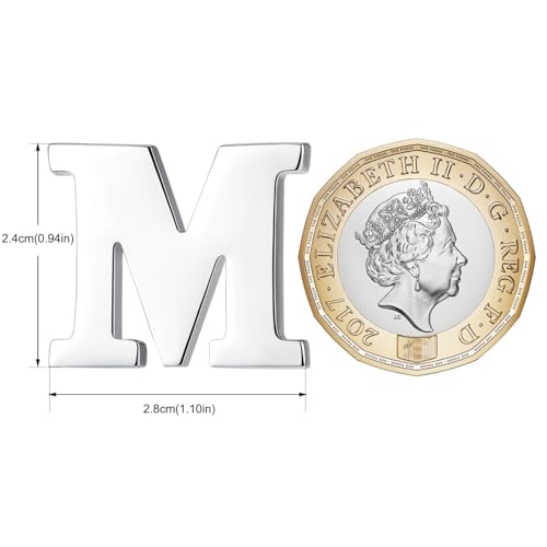 Image of HONEY BEAR Initial Alphabet Letter Lapel Pins Collar Badge Brooches for Mens /Womens Shirt Dress Decoration Silver
