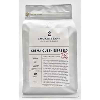 Smokin Beans 2-Pound Crema Queen Espresso Coffee, Our Signature Blend, Medium Roast, Premium Whole Bean Specialty Coffee