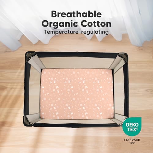 Image of 2-Pack Mini Crib Sheets Fitted, 38x26 Pack N Play Mattress Sheets (Butterflies)