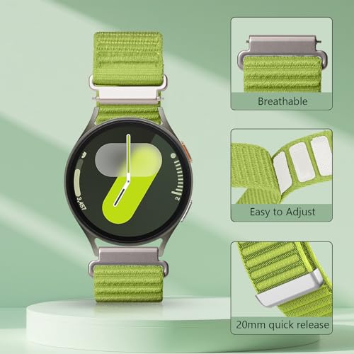 Image of 20mm Nylon Band for Samsung Galaxy Watch 7 /6 /5 /4 /FE 40mm 44mm /Classic 47mm | Galaxy Watch 4 classic Bands 47mm 43mm 46mm 42mm /5 pro 45mm /active 2,Fabric Wristband Sport Loop Correa Strap for Women Men