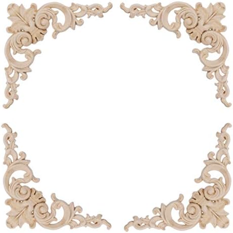 Garneck 4Pcs Elegante Decorazione della Casa in Legno Log Cornice Intagliata Telaio della Porta Impiccagioni in Legno Massello Decorazione della Parete del Salone della Parete Adesivi