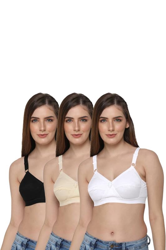 INTIMACY LINGERIE Women’s Cotton Brassiere | Non-Padded | Non-Wired | Full Coverage | High Coverage | Super Support,with Super Closure Cleavage Regular Bra | Combo Pack |Full Figure Style