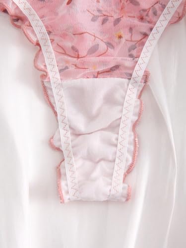 GORGLITTER Women's 5pack Cute Panties Floral Print Low Rise Frilly Panties Coquette Underwear Set