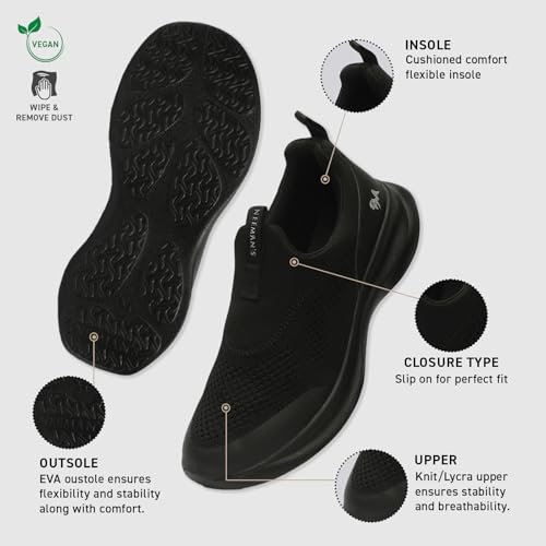 Image of Neeman's Mono Curve Men Slip On Shoes | Breathable Stretch Knit Casual Sneakers | Lightweight EVA Pebble Grip Sole | Foam Cushioned Footbed | Comfortable Everyday Walking Shoes