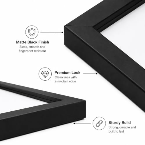 Image of A4 Photo Frames Set of 3, Black Wall Mount Picture Frames, 21 x 29.7 cm, MDF Back for Home & Office Decor