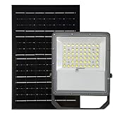 faretto led solare regolabile con telecomando, proiettore luce esterna rimovibile, illuminazione solare ip65, luce bianca 5000 k, piastra solare 10 w (100, watt)