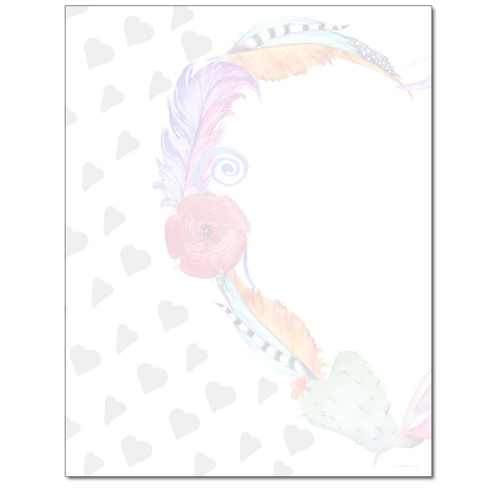 The Image Shop - Cactus Flower Letterhead, 25 Pack - 8.5 x 11 inches, DIY Printing, Laser & Inkjet Printer/Copier Compatible