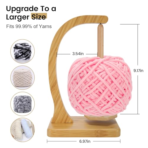 yarn holder for crocheting and knitting - magnetic wooden yarn holder spinner ideal for crochet accessories knitting accessories cool gifts for crocheters and knitting lovers natural