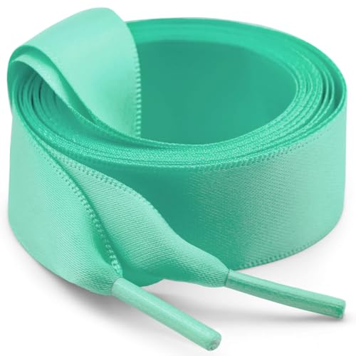Image of Flat Satin Ribbon Shoelaces WEGOODZF 2cm Wide Shoestrings for Women Girls[2 Pair]