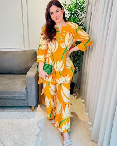 Image of ANNI DESIGNER Cotton Blend Women's Kurta with Pant