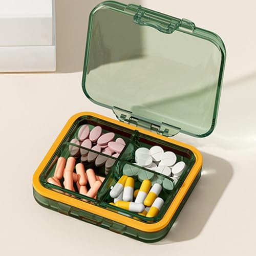 Bexdug Klein siliconen pillendoosje,Reispillendoosje klein - Reispil-organizer,Supplementdoos met veiligheidsgrendel, zachte siliconen gesorteerde opbergdoos voor zakgeldmedicijnen - Afbeelding 4