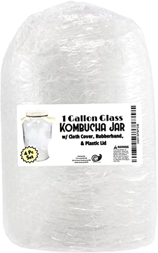 Cornucopia 1 Gallon Glass Kombucha Jar W/Cotton Cloth Cover & Plastic Lid For Storage After Brewing #TOP6