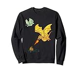 8.5 oz, Klassisch geschnitten Feuerspuckender Drache greift Ritterburg an Sweatshirt