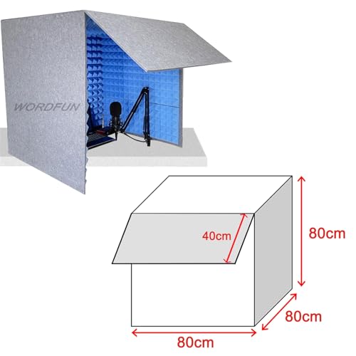 WORDFUN Booth Portátil para Grabación, Sala de Aislamiento Acústico para Estudio en Casa, Cabina de Sonido Auto-construida, Escudo de Aislamiento para Micrófono, Escudo Absorbente Vocal para Oficina en Casa y Estudio miniatura 3