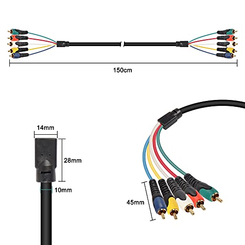 Meiriyfa 111 5-Rca Male Rgb Component Audio Video Cable,5-Rca Male To 5Rca Male Gold Plated Cable thumb #3