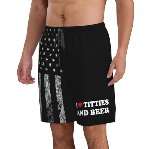 Funny Mens Swim Trunks Quick Dry Board Shorts with Mesh Lining, Breathable Hawaii Beach Shorts Swimwear Swim Shorts62- L Black3